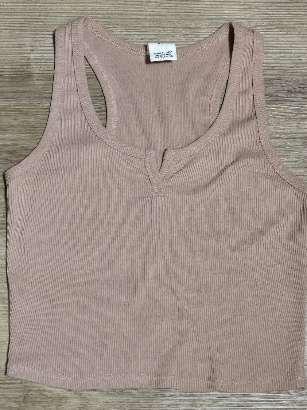 Tan Ribbed Crop Tank
